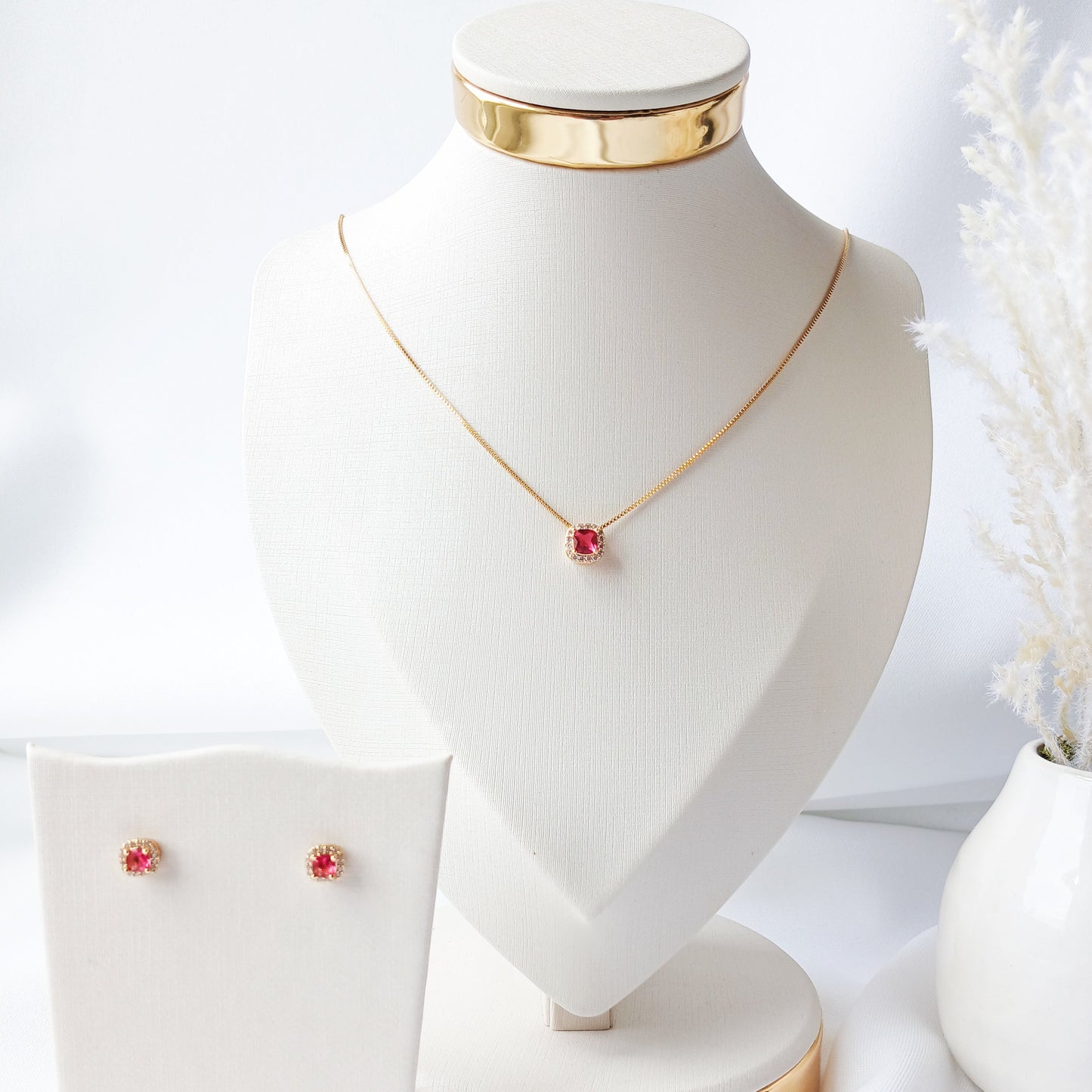Scarlet Glow / Set - Necklace & Earrings