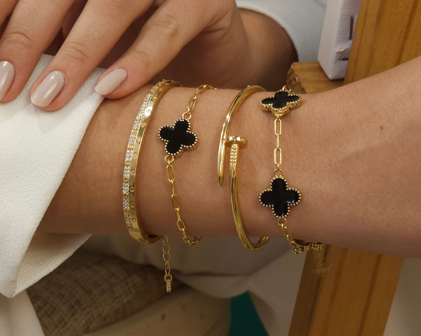 Triple Onyx Clover Luxe - Bracelet