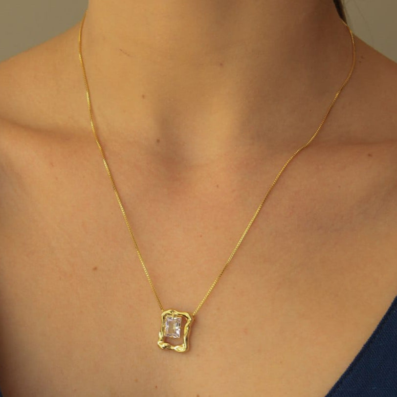Abstract Gemstone Pendant - Necklace