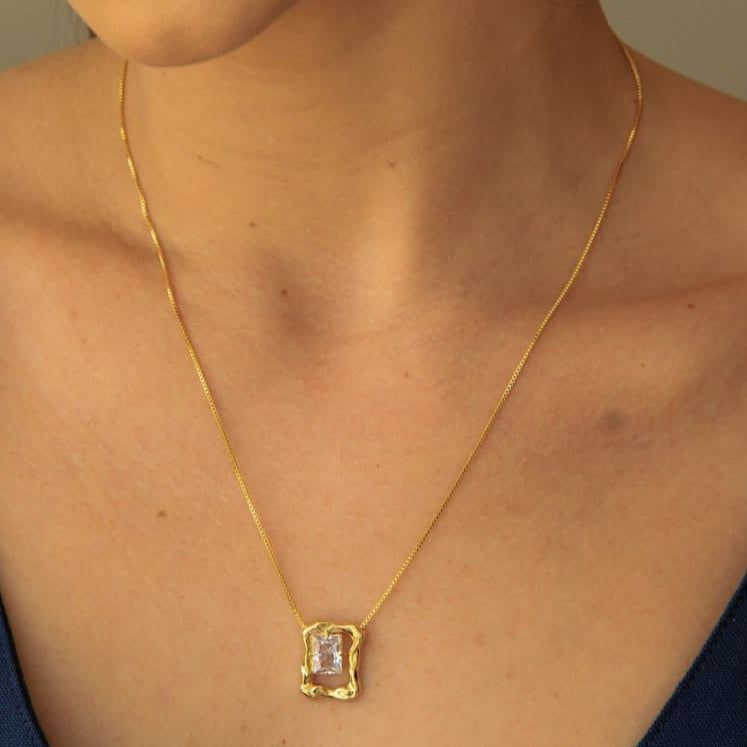 Abstract Gemstone Pendant - Necklace