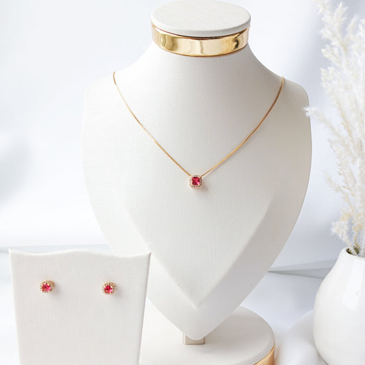 Scarlet Glow / Set - Necklace & Earrings