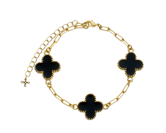 Triple Onyx Clover Luxe - Bracelet